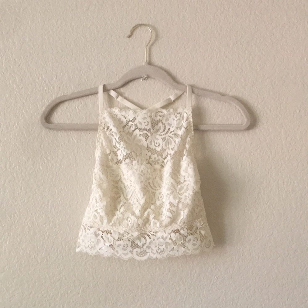 Xhilaration Racerback Longline Lace Bralette Ivory